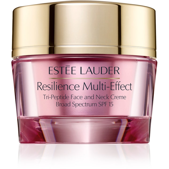 Estée Lauder Resilience Multi-Effect Face and Neck Creme 50ml oppstrammende dagkrem i rosa krukke med gulllokk