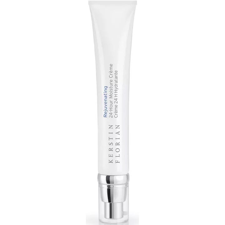 Kerstin Florian Rejuvenating 24-Hour Moisture Crème fuktighetsgivende ansiktskrem i hvit tube med sølvfarget pumpe