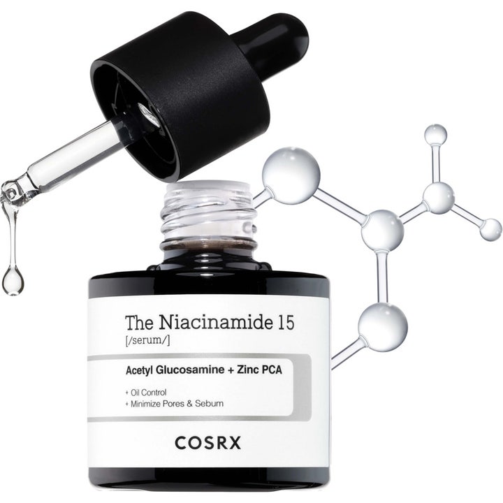 COSRX The Niacinamide 15 Serum 20 ml poreregulerende ansiktsserum i mørk glassflaske med pipette som drypper.