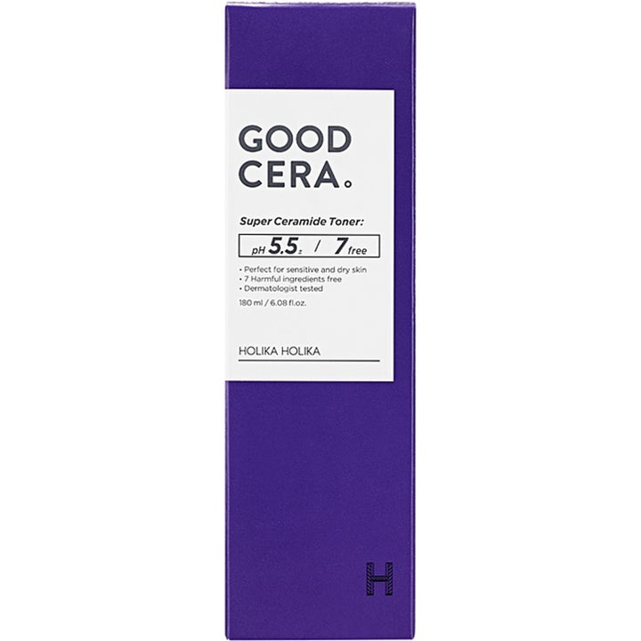 Holika Holika Good Cera Super Ceramide Toner 180 ml fuktighetsgivende toner i lilla eske med pH 5.5