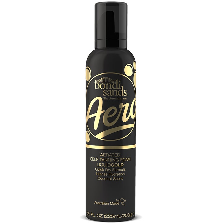 Bondi Sands Aero Liquid Gold 225ml fuktighetsgivende selvbruningsskum i svart flaske med elegante gulldetaljer