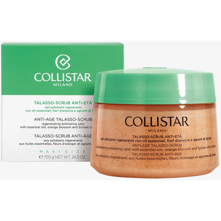 Collistar Talasso-Scrub Anti-Età 700 g eksfolierende kroppsskrubb gir fornyet hud i krukke med grønt lokk