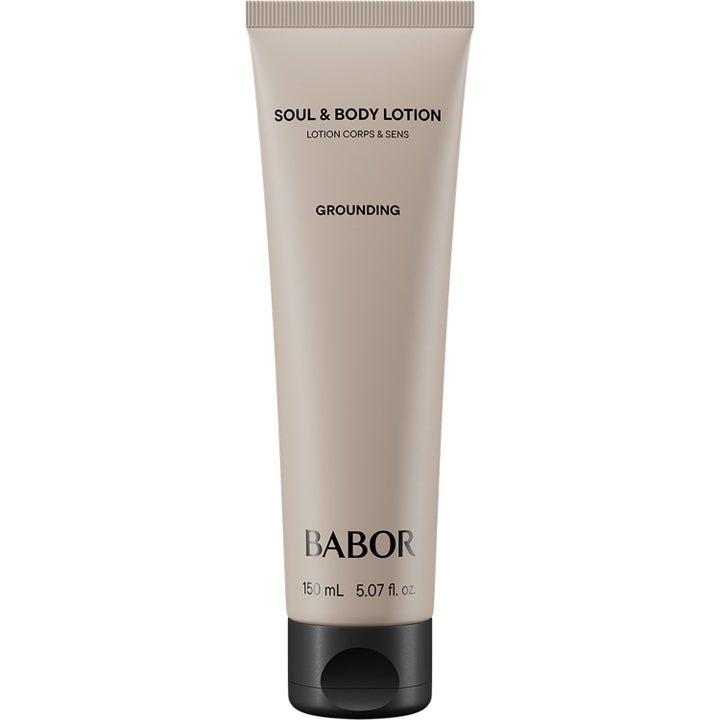 Babor Soul & Body Lotion Grounding 150 ml beroligende bodylotion i en beige tube med sort lokk