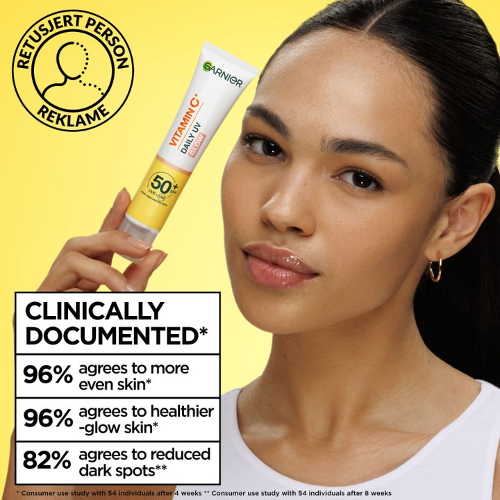 Garnier Skin Active Vitamin C Daily UV Fluid 40 ml glødgivende solbeskyttelse med SPF 50 og farget tekstur