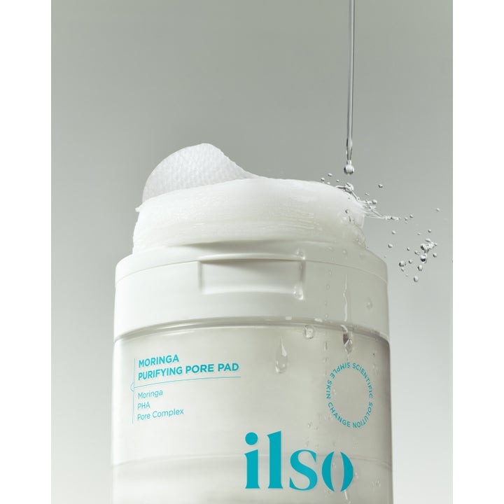 Ilso Moringa Purifying Pore Pad 160 ml ansiktsmaske fjerner porer med PHA i hvit krukke med vanndråper