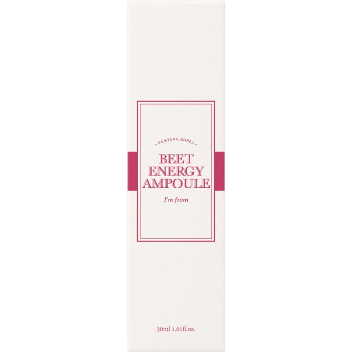 I'm From Beet Energy Ampoule 30 ml energigivende ansiktsserum i hvit ytterforpakning med rosa detaljer