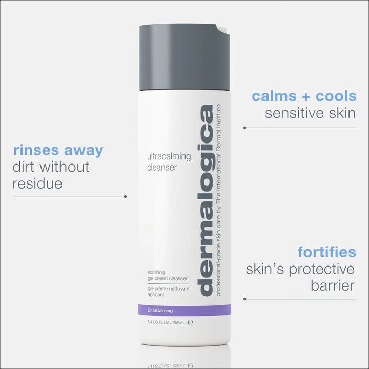 Dermalogica UltraCalming Cleanser 250 ml beroligende rengjøringsgel i hvit flaske som styrker hudbarrieren