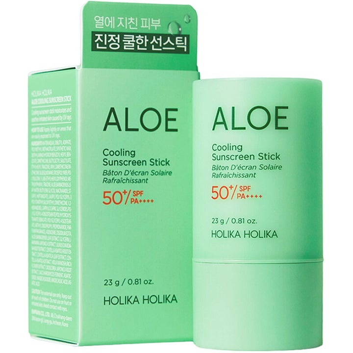 Holika Holika Aloe Cooling Sunscreen Stick 23 g kjølende solkrem i mintgrønn stift og eske med SPF 50+