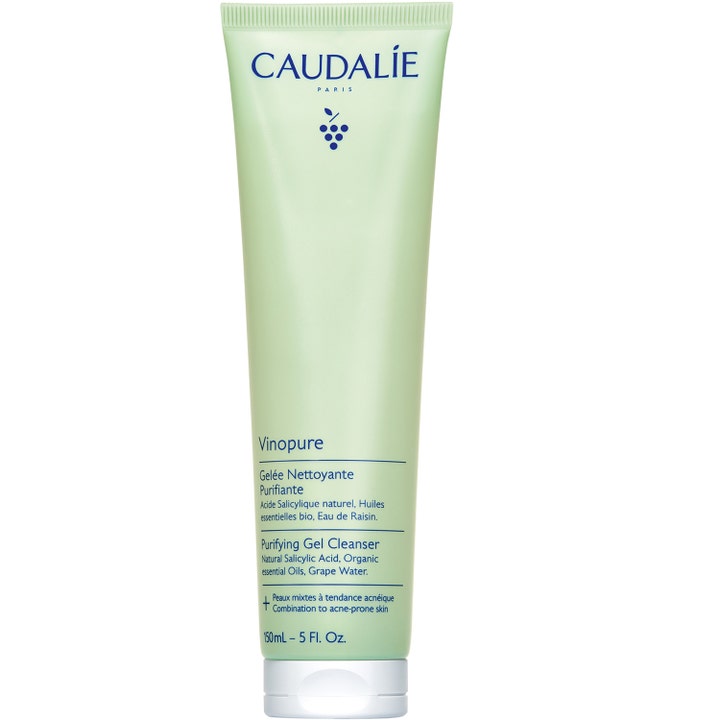 Caudalie Vinopure Purifying Gel Cleanser 150ml ansiktsrens mot urenheter i lysegrønn tube med hvit kork