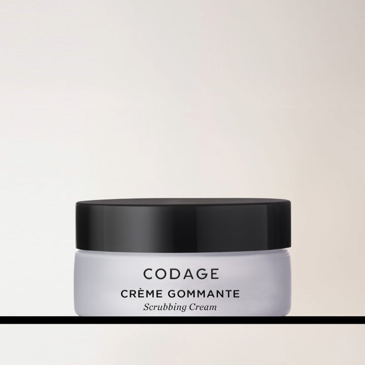 Codage Paris The Scrubbing Cream 50 ml eksfolierende ansiktsskrubb som gir glød i frostet krukke med sort lokk