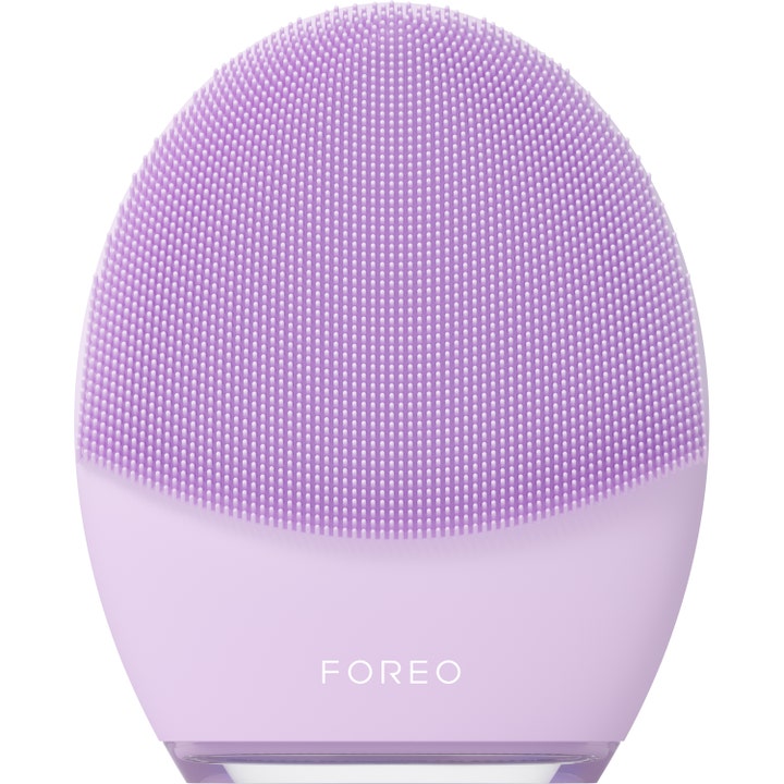 Foreo Luna 4 1 stk ansiktsbørste for dyp ansiktsrens lilla silikonenhet med tette børstepunkter og hvit logo