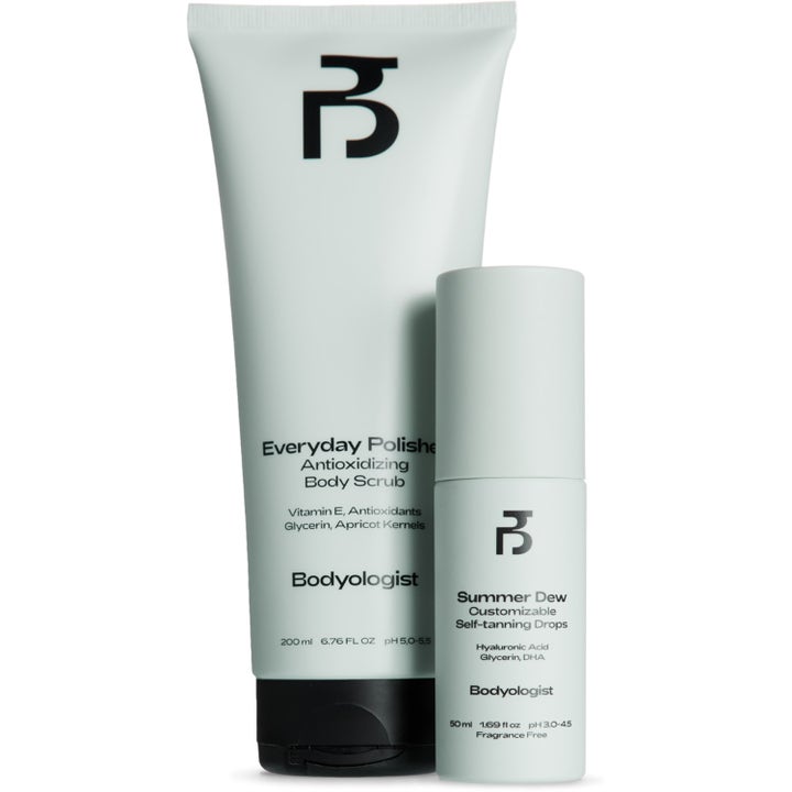 Bodyologist Glow Duo Gift Set med Everyday Polisher 200 ml og Summer Dew 50 ml gir huden glød og fukt.