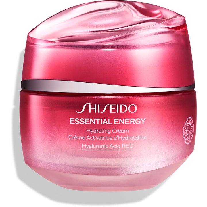Shiseido Essential Energy Hydrating Cream fuktighetskrem som gir intens fukt i en rosa krukke med bølgeformet lokk