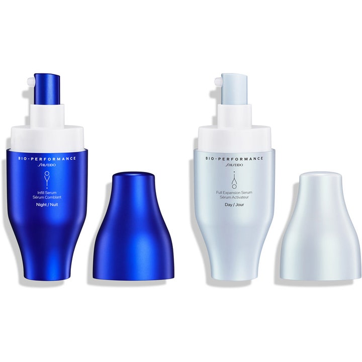 Shiseido Bio-Performance Skin Filler Duo Serum Refill 60 ml utfyllende serum i mørkeblå og lyseblå pumpeflasker