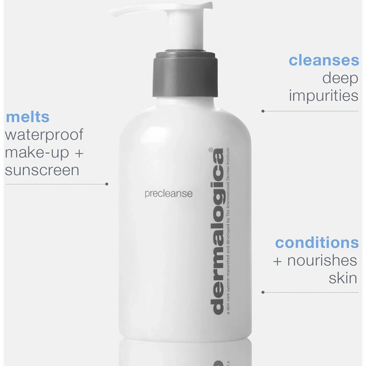 Dermalogica PreCleanse 150 ml rengjøringsolje fjerner vannfast sminke og pleier huden i hvit pumpeflaske
