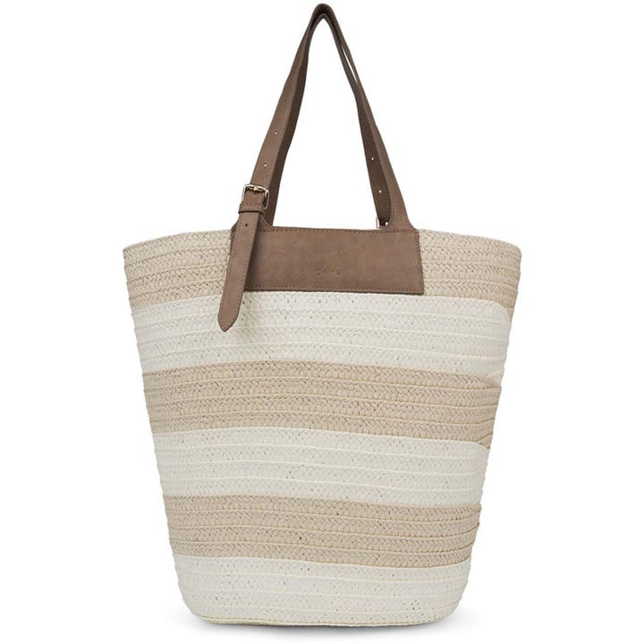 Blocked Straw Bag
