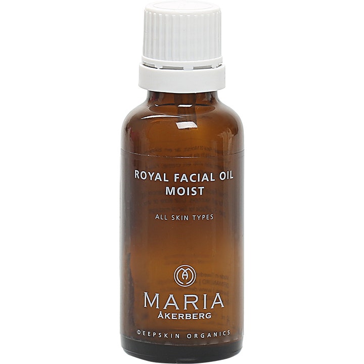 Maria Åkerberg Royal Facial Oil Moist 30 ml fuktighetsgivende ansiktsolje i brun glassflaske med hvitt lokk