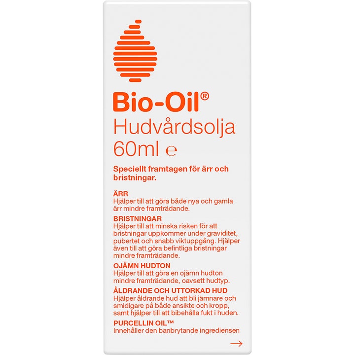 Bio-Oil Bio-Oil 60 ml hudolje mot arr og strekkmerker i hvit ytteremballasje med oransje detaljer