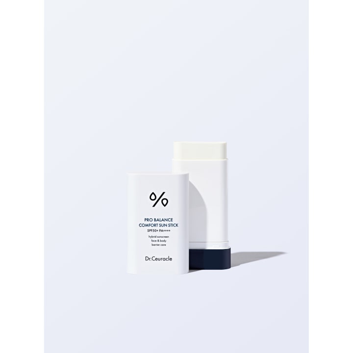 Dr. Ceuracle Pro Balance Sun Stick 18 g solkrem i hvit stift som beskytter og styrker hudbarrieren med SPF50