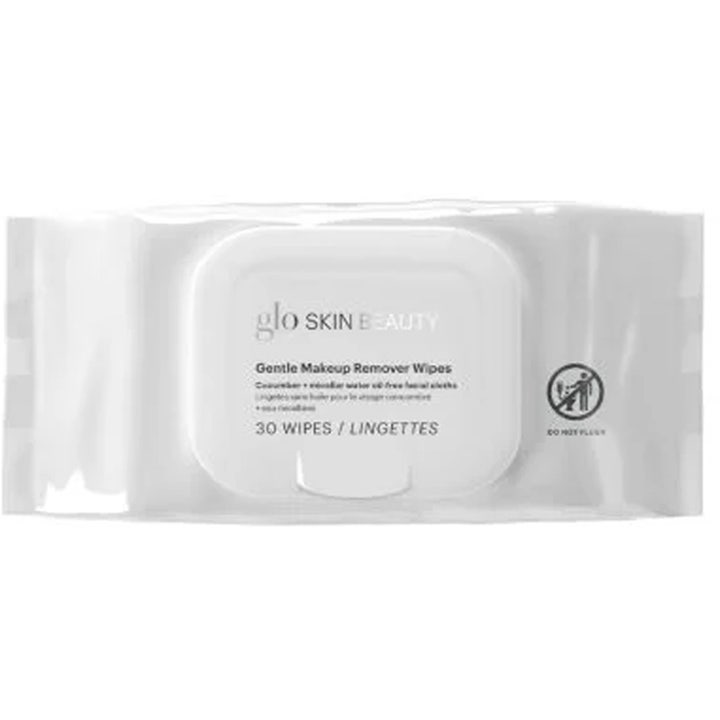 Glo Skin Beauty Gentle Makeup Remover Wipes 30 stk fjerner sminke skånsomt i hvit pakning med praktisk lokk