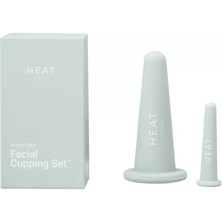 HEAT by Sophia Lie Facial Cupping Set 2 stk hudpleieverktøy i lysegrønn silikon med eske
