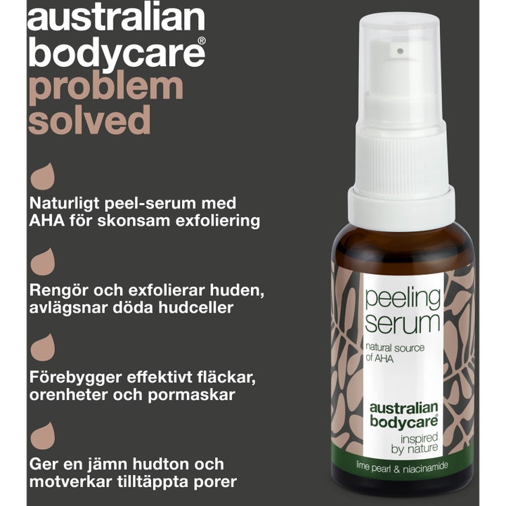Australian Bodycare Lime Pearl Serum 30 ml eksfolierende peeling serum i brun glassflaske med pumpe
