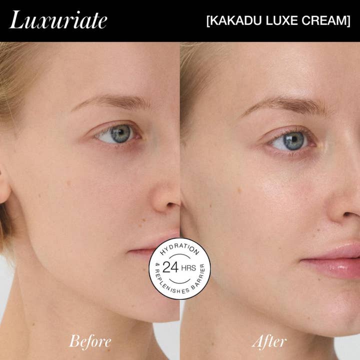 RMS Beauty Kakadu Luxe Cream 50 ml fuktighetsgivende dagkrem før og etter resultat som gir 24 timers fukt