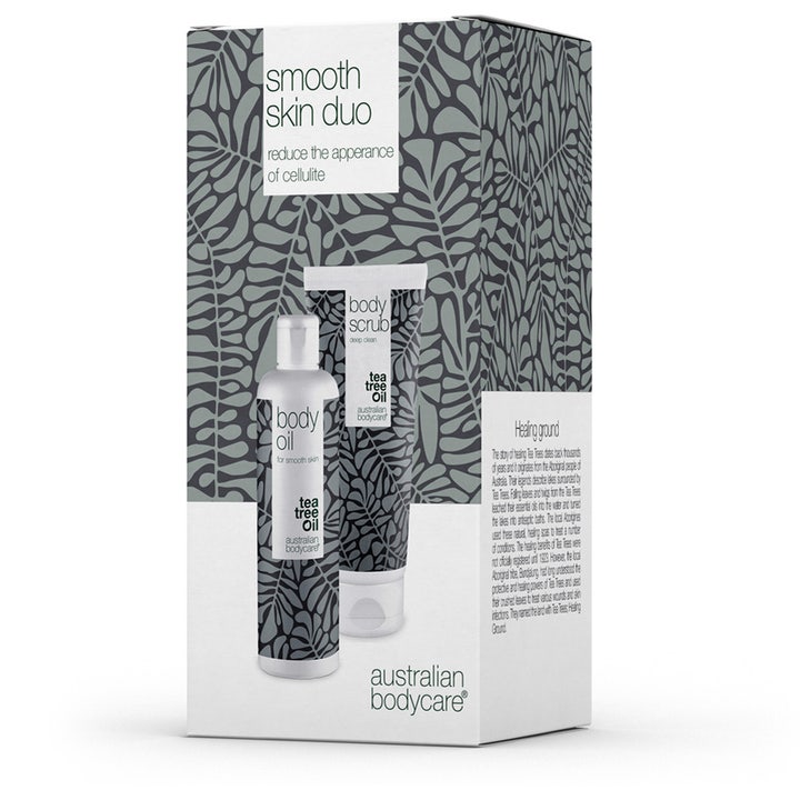 Australian Bodycare Smooth Skin Duo 350 ml hudpleiesett mot cellulitter i hvit og grå eske med Tea Tree Oil
