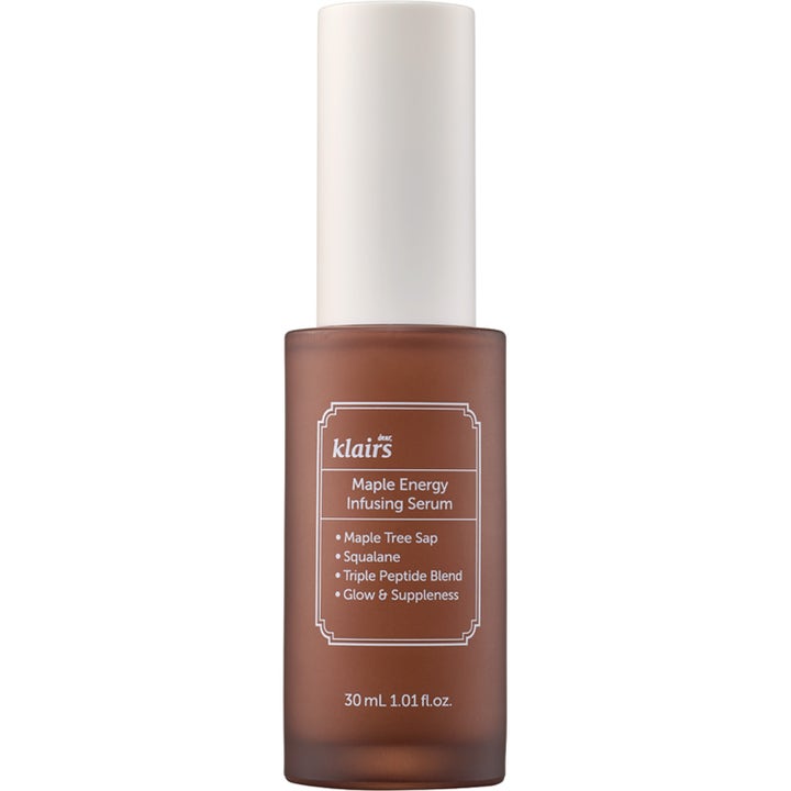 Dear, Klairs Maple Energy Infusing Serum 30 ml glødgivende serum med squalane i brun frostet glassflaske.