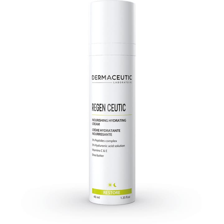 Dermaceutic Regen Ceutic 40 ml fuktighetskrem som gir næring i en hvit sylindrisk pumpeflaske.