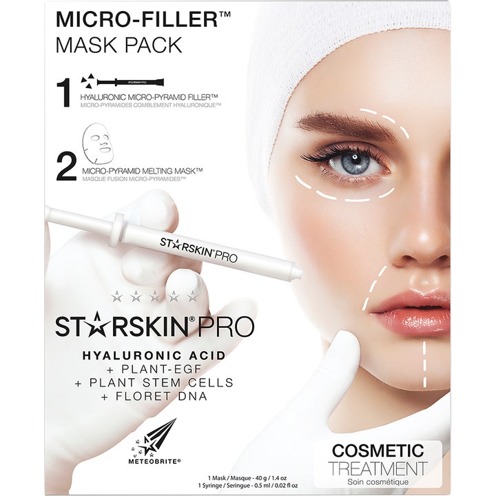 Starskin Pro Micro-Filler Mask Pack 1 stk gjenfuktende ansiktsmaske hvit eske med kvinneansikt og applikator