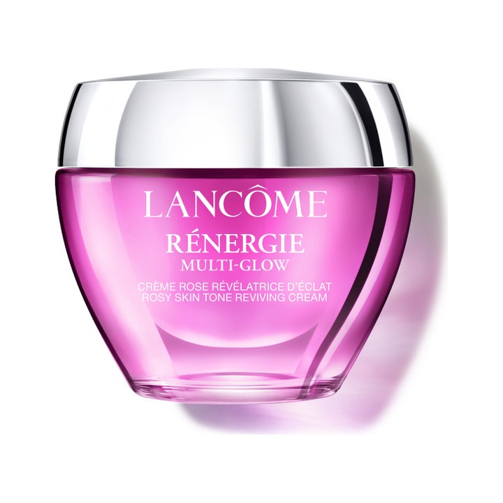 Lancôme Rénergie Multi-Glow 50ml glødgivende ansiktskrem i en lilla glasskrukke med sølvlokk