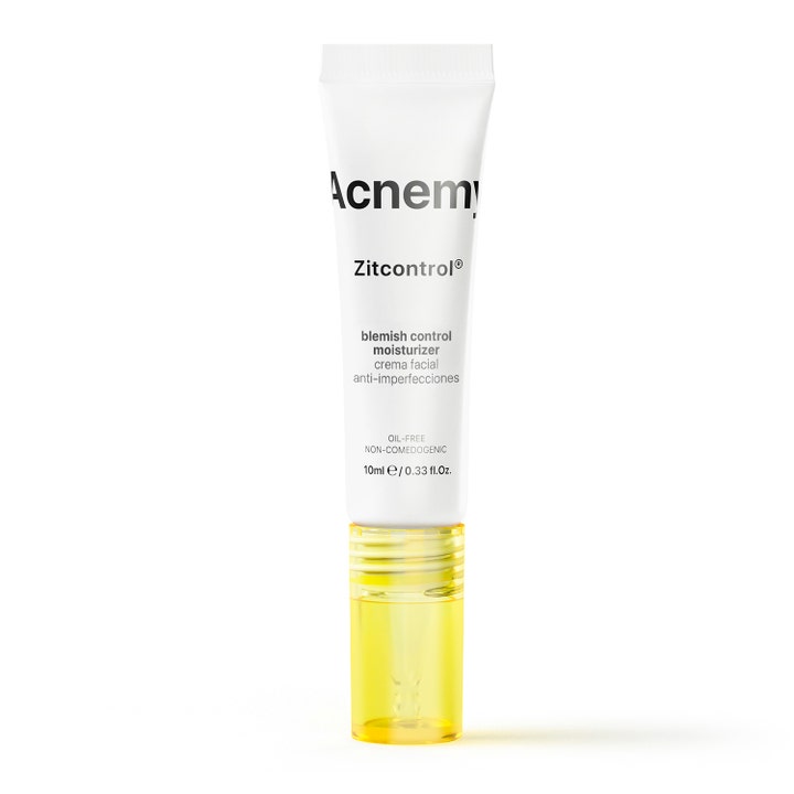 Niche Beauty Lab Acnemy Zitcontrol 10 ml fuktighetskrem mot urenheter i hvit tube med gult gjennomsiktig lokk