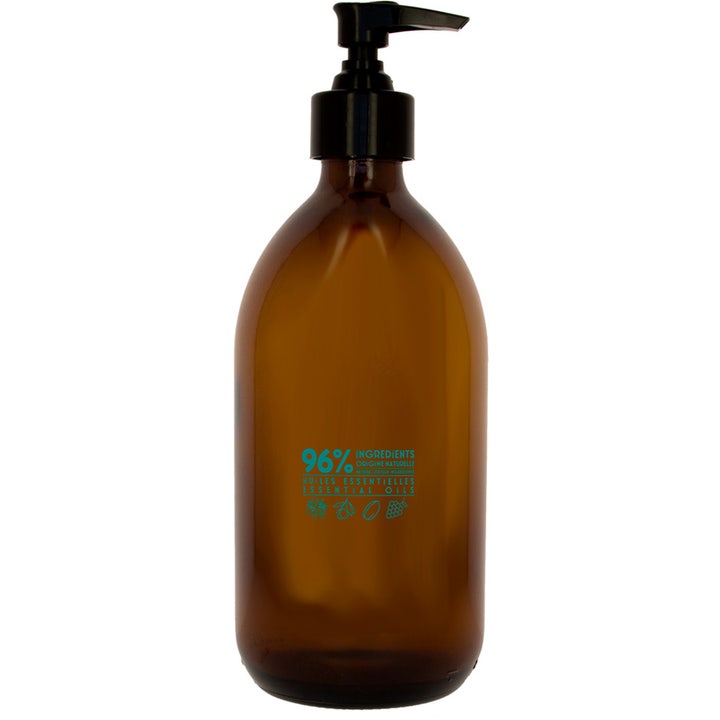 Compagnie de Provence Liquid Marseille Soap Mint Basil 300 ml håndsåpe i brun glassflaske med pumpe og turkis tekst.