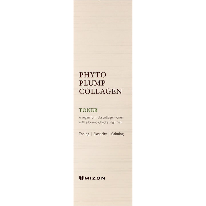 Mizon Phyto Plump Collagen Toner 150 ml vegansk toner i beige eske som gir fuktighet og elastisitet