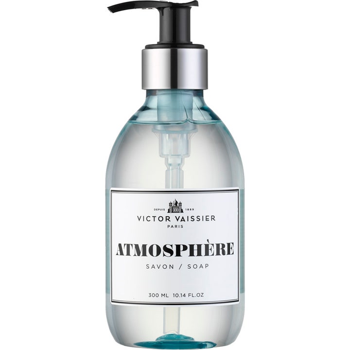 Victor Vaissier Atmosphère 300 ml flytende såpe som renser huden i en klar plastflaske med sølvpumpe.