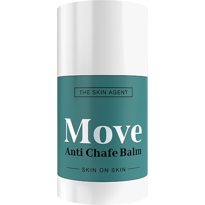 The Skin Agent Move Anti Chafe Balm 75 ml forebygger gnagsår i hvit stift med grønn etikett