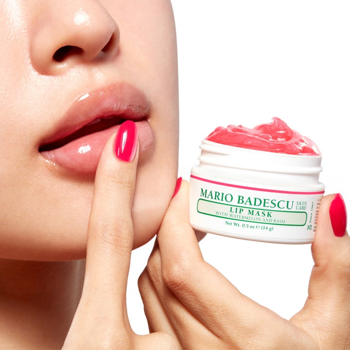 Mario Badescu Lip Mask Watermelon & Basil 14 ml fuktighetsgivende leppemaske med rosa gelé som påføres tørre lepper