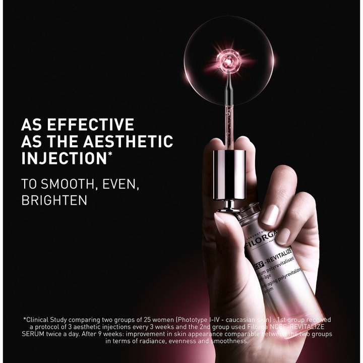 Filorga NCEF-Revitalize Serum 30 ml ansiktsserum i glassflaske med pipette som gir glød og jevnere hudtone