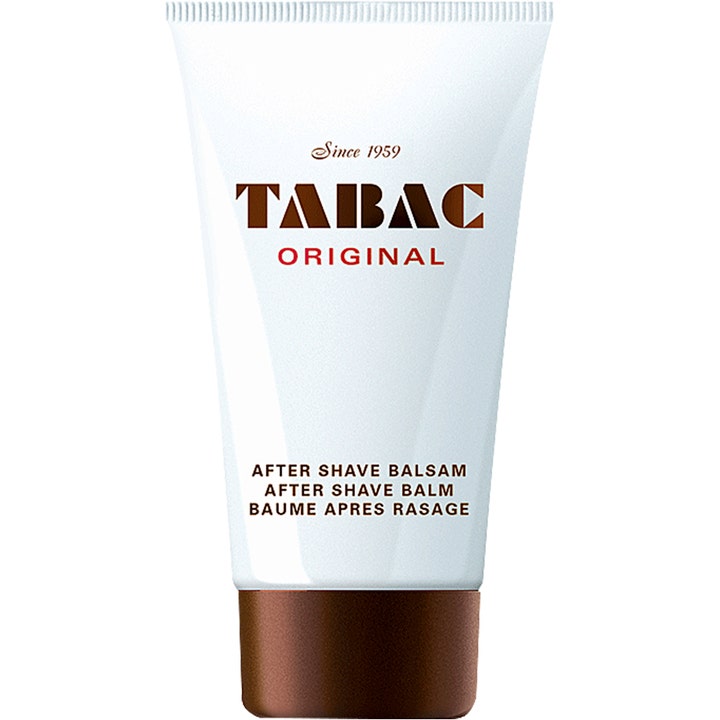 Tabac Original After Shave Balm beroligende etterbarberingskrem i hvit tube med klassisk brun logo og lokk.