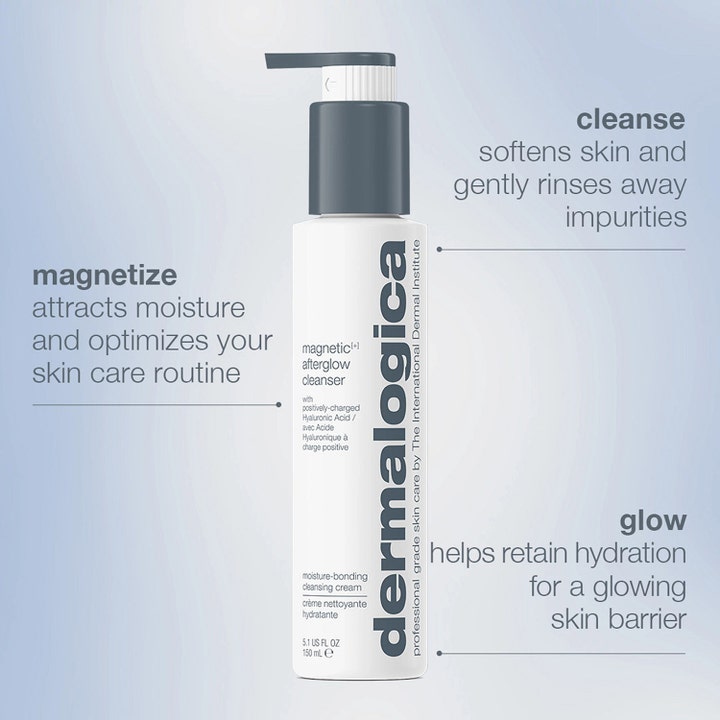 Dermalogica Magnetic Afterglow Cleanser 295 ml ansiktsrens med hyaluronsyre i hvit pumpeflaske som gir glød