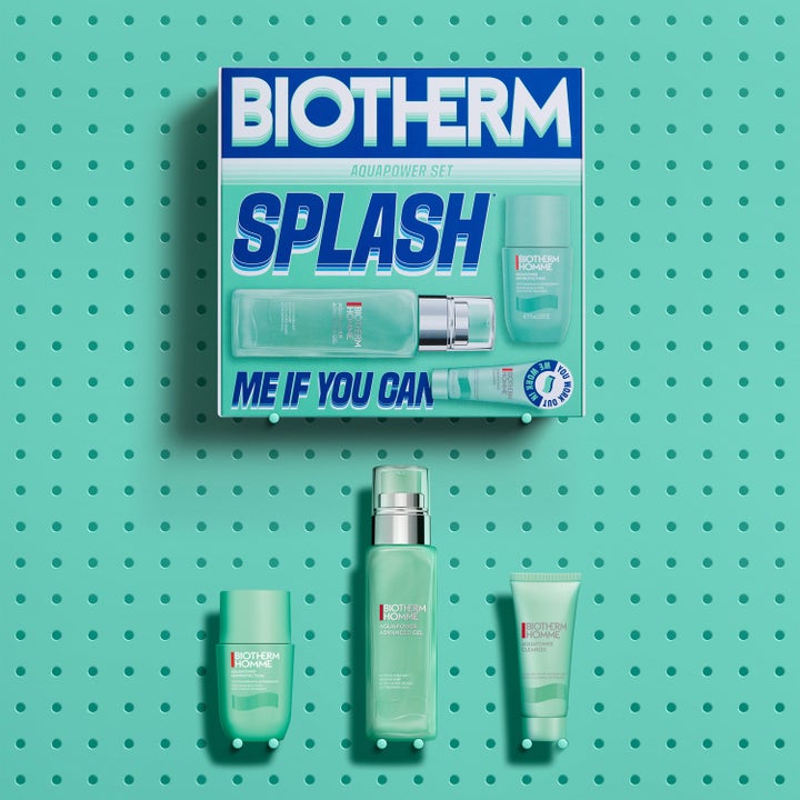 Biotherm Aquapower Set 2026 1 stk fuktighetsgivende ansiktspleie med grønn ansiktsgelé rens og deodorant foran boks