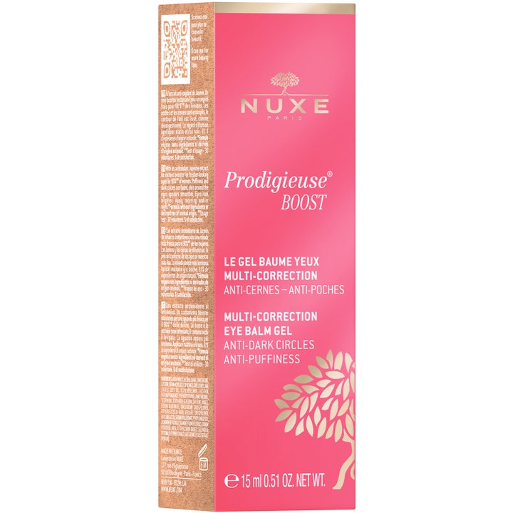 Nuxe Crème Prodigieuse Boost 15 ml øyekrem mot mørke ringer i rosa og gullfarget ytteremballasje