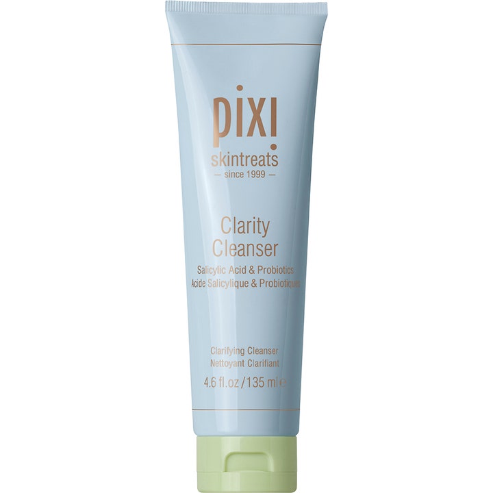 Pixi Clarity Cleanser 135 ml dyprensende ansiktsvask i lyseblå tube med lysegrønn skrukork