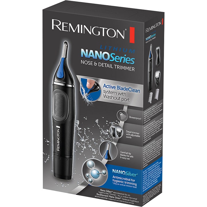 Remington Nose & Detail Trimmer NE3870 E51 1 stk hygienisk nesehårstrimmer i eske med Active BladeClean-system.