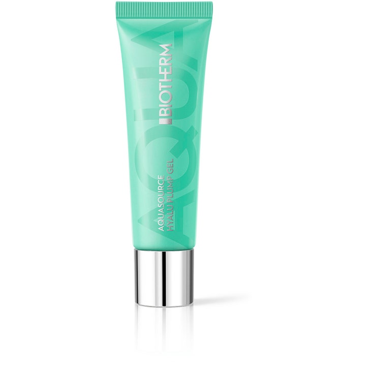 Biotherm Aquasource Hyalu Plump Gel fuktighetskrem i mintgrønn tube med sølvlokk som gir intens fuktighet.