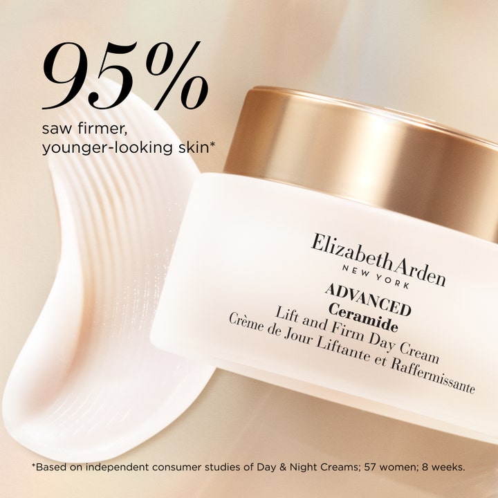 Elizabeth Arden Ceramide Lift & Firm Day Cream 50 ml i krukke med silkemyk tekstur som gir fastere hud