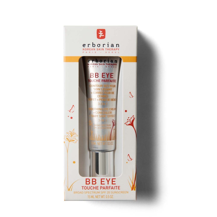 Erborian BB Eye Touche Parfaite 15 ml øyekrem med SPF 20 i sølvfarget tube og hvit eske