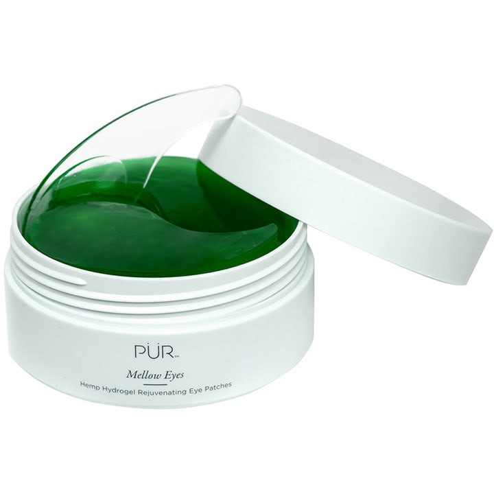 PÜR Mellow Eyes Rejuvenating Eye Patches 90 g fuktighetsgivende øyemaske med grønne hydrogel-lapper i hvit krukke