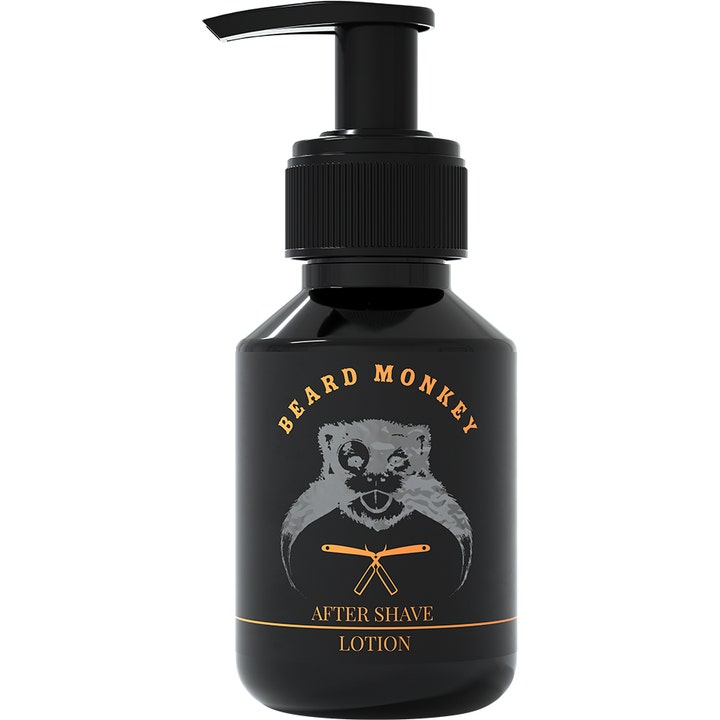 Beard Monkey After Shave Lotion 100ml beroligende etterbarbering i svart plastflaske med pumpe og apemotiv
